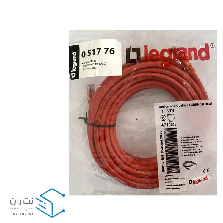 پچ کورد لگراند (کابل لن) Cat6 UTP روکش PVC قرمز 10 متری-4